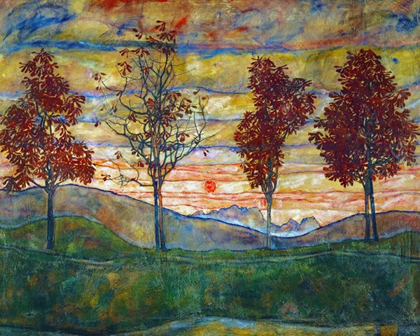 Egon Schiele - vier bomen